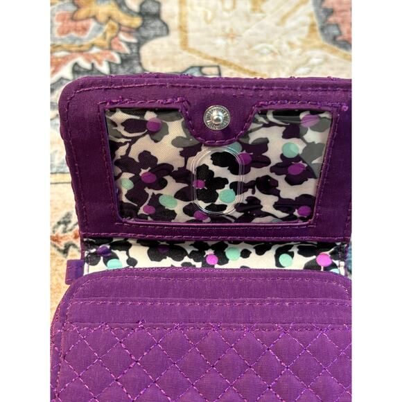 Vera Bradley RFID Riley Compact Mini Wallet Gloxinia Purple Trifold Wristlet - Picture 7 of 9